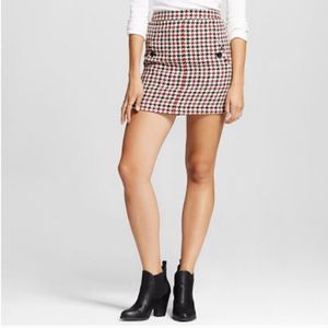 Xhilaration Skirt Houndstooth Red Black Cream W/Pockets NEW W/TAGS! $24.99 XL